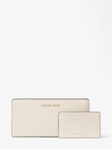 michael michael kors large crossgrain leather slim wallet|Michael Kors small wallet women.